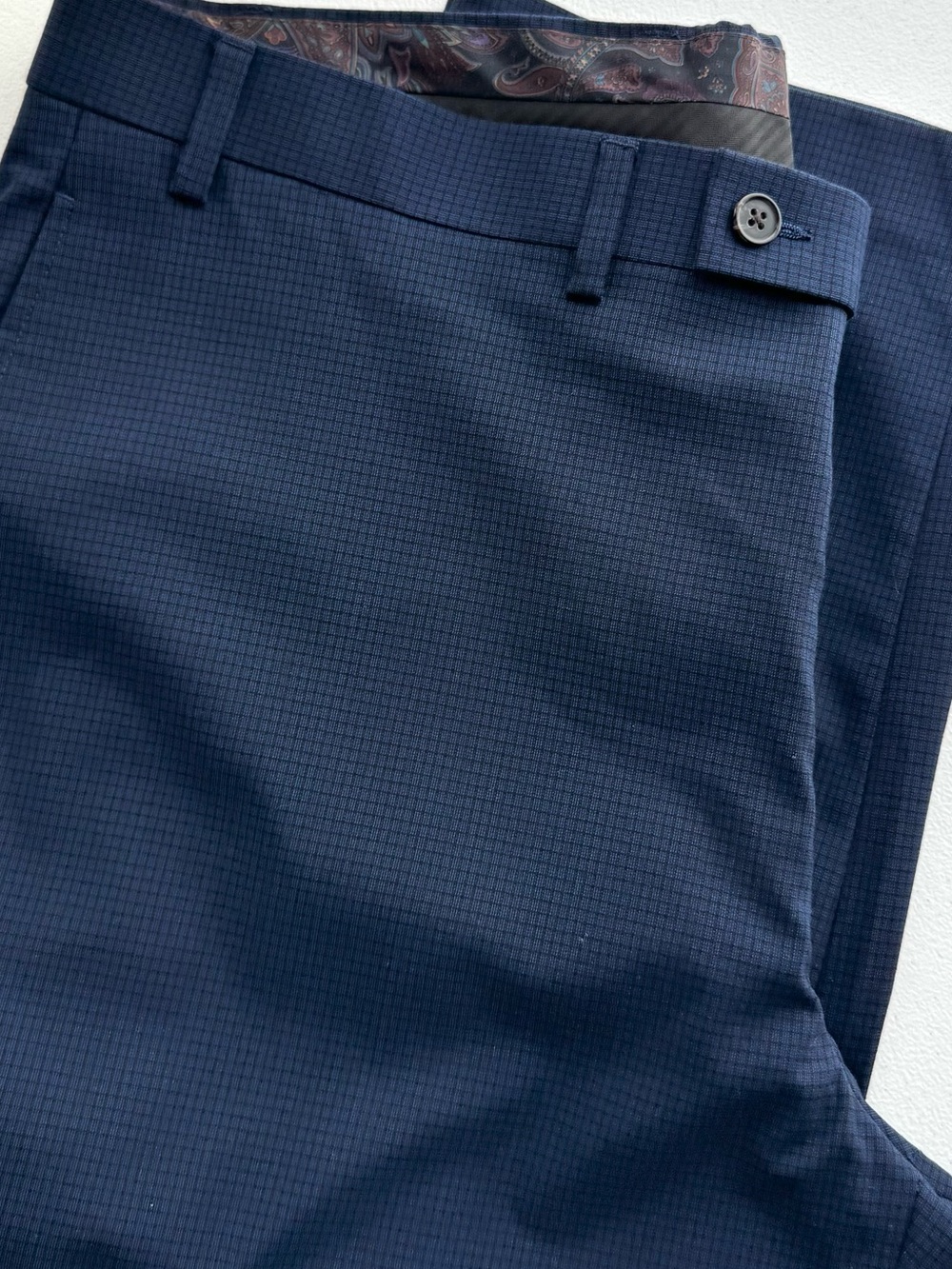 Lauren Ralph Lauren Navy Check Dress Pants 38x32 Classic Fit Flat Front Career